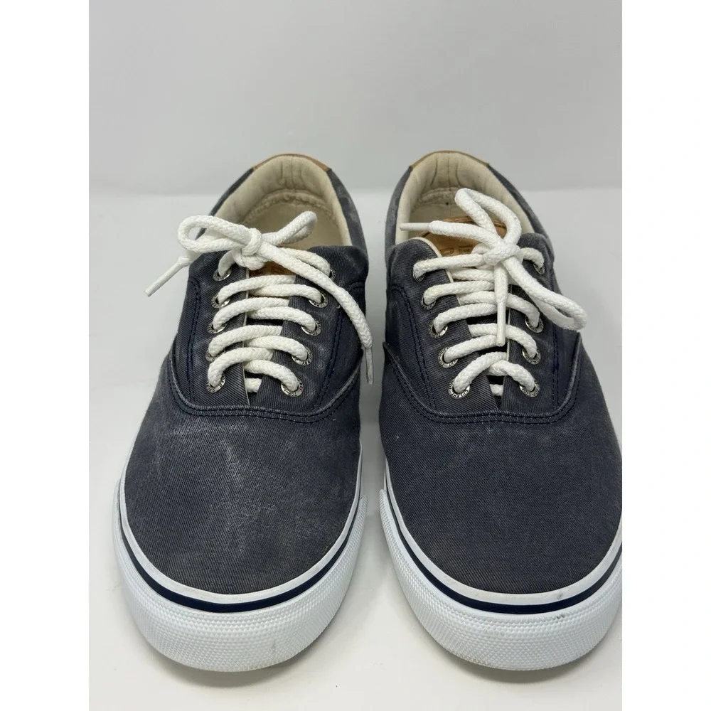 Sperry Top-Sider Men's Gray Distressed Canvas LaceUp Sneakers Breathable Sz 10.5